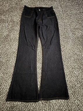 Men's Black Bootcut Jeans with Contrast Stitching